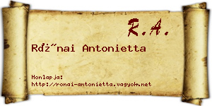 Rónai Antonietta névjegykártya